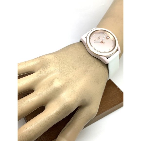 Coach Women's Watch 14503264 Pink Ceramic Case Quartz 36mm White Leather… - Picture 4 of 13